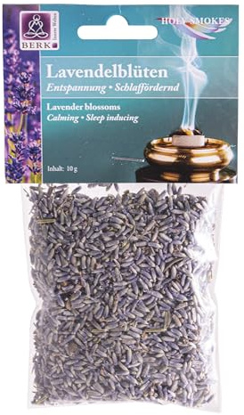 Lavendelblüten 10g - Berk Räucherwerk Duftende Hölzer, Kräuter, Blüten zum Räuchern auf Sieb und Holzkohle Naturreine Räucherstoffe für Entspannung, Reinigung