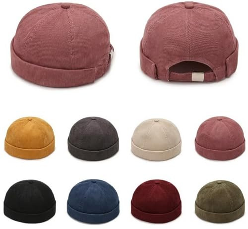 Faringoto 8 Stück randlose Kappen für Herren, Docker-Hüte ohne Krempe, Vintage-Schädelmütze, Street-Mütze, Hip-Hop-Mütze