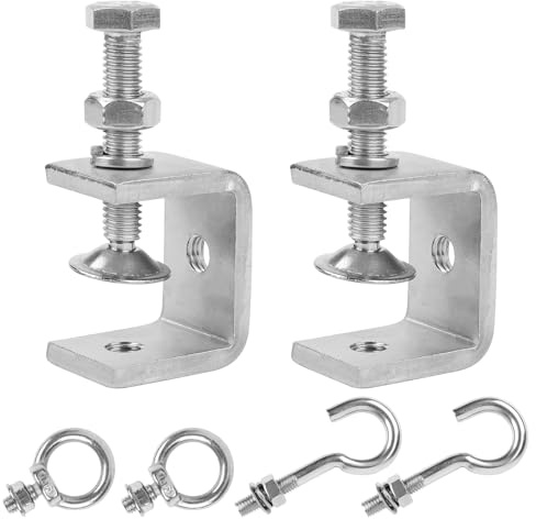 C Zwingen Edelstahl 2 Stück C-Zwingen Set Hochleistungs C Klemme Kieferöffnungen 30mm Schraubklemmen Metall mit Edelstahl Haken und Ringschrauben für Holzarbeiten, Schweißen und Tischlerei