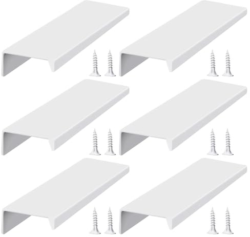 DHSBGWSX 6 Stück Versteckte Türgriffe, Weiße Möbelgriffe, Schubladengriffe Aus Metall, Schrankgriffe, Griffe Aus Aluminiumlegierung, Geeignet Für Küche, Schlafzimmer
