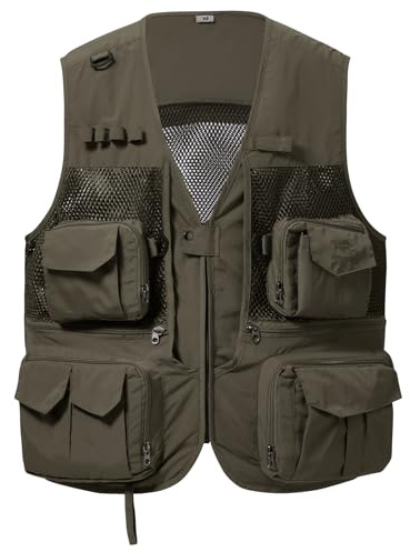 BASSDASH Men's Women's Utility Fishing Cargo Vest Outdoor Safari Photography Work Vest with Multi Pockets Mesh Back FV14