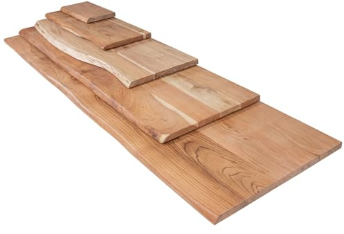 trelevo Holzplatte 80x20 cm, Akazienholz massiv 26mm, naturfarben, Zuschnitt nach Maß, Baumkantenplatte für Bastler und Heimwerker