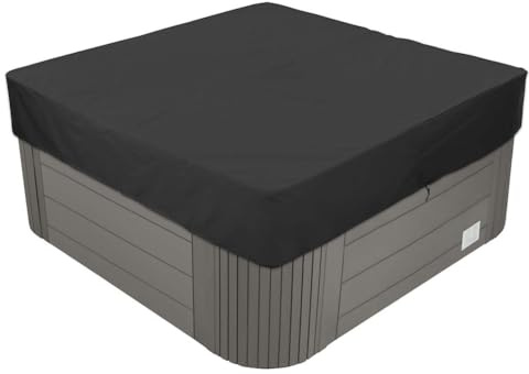 BaCover Quadratische Whirlpool-Abdeckung, 210D Oxford-Gewebe Wasserdicht Outdoor Spa Staubschutz Poolabdeckung,Schwarz,215x215x30cm