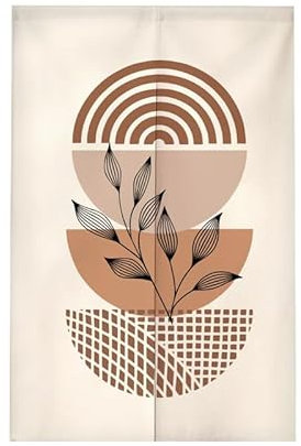 Türvorhang Braune Blätter Beige Küchenvorhänge Polyester Raumteiler Vorhang Kurz Scheibengardinen mit Teleskopstange Vorhänge Kurz Türvorhang Insektenschutz Fliegenvorhang Terrassentür 80x200cm