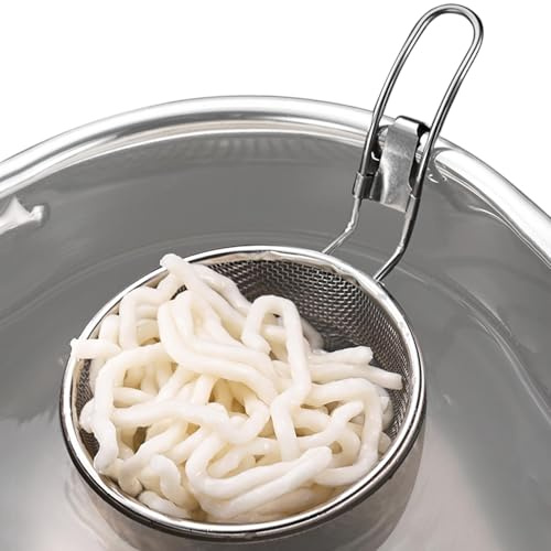 Hot Pot - Cesta de malla para el hogar, colador fino de acero inoxidable, tamices de acero inoxidable con mango resistente para fideos, harina, pastas, té, verduras