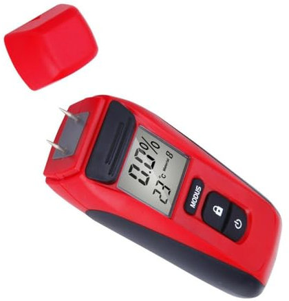 Misuratore di umidità del legno, rilevatore di umidità del legno a forma di pin, tester digitale di umidità della temperatura del legno per pavimenti in carta e legna da ardere