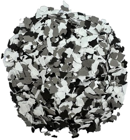 CAIRCON Farbchips für Bodenbeschichtung – Dekochips für Epoxid, PU & Acrylat Bodenfarbe – Mix Schwarz-Weiß-Grau 5Kg