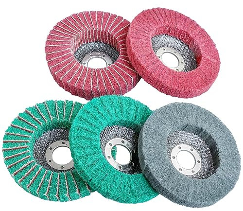 SZTVECFW Roue de Polissage à lamelles en Fiber de Nylon, 4 /4.5/5 Pouces, 22mm, Disque de meulage Non tissé en métal et Bois, disques abrasifs(125mm)