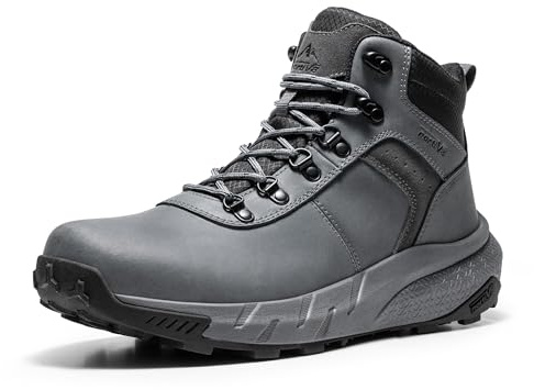 NORTIV 8 Men's Waterproof Hiking Boots Lightweight Outdoor Mid Trekking Leather Shoes DriftShield,Size 11,Grey,NMUMHB2505