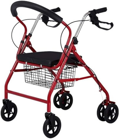 HEIDOUOZ Rollator Faltbar, Medical Rollator, Vierrädriger Gehwagen mit Sitz und Fußstütze, leicht und tragbar, kann for Lebensmitteleinkauf verwendet Werden