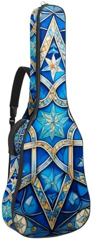 Gitarrentasche in voller Größe, wasserdichte Gitarren-Abdeckung, Tragetasche für akustische klassische E-Gitarren, Davidstern-Muster, Mehrfarbig 04, 42.9x16.9x4.7 in, Lässiger Tagesrucksack