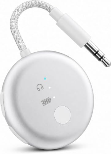 Avantree SoundJet R1 - Bluetooth-Adapter fürs Flugzeug in Silber | Qualcomm aptX Adaptive und HD, Verbindung für zwei Kopfhörer, 25 Std. Akku sowie Einzel- und Doppelstecker - Silber