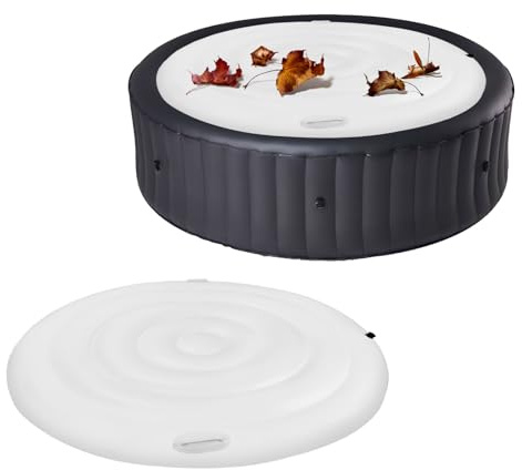 160cm Aufblasbare Abdeckung Whirlpool,Thermoabdeckung Rund Mit Griffen und Inflations Deflationsventil,Universelle Aufblasbare Poolabdeckung Winddicht Schneebedeckter Whirlpools-Deckel für Outdoor