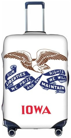 NBAGHPQ Iowa State Flag Print Universale Elegante Valigie Copertura Elastica Lavabile Anti Graffio Protezione Bagagli, bianco, M