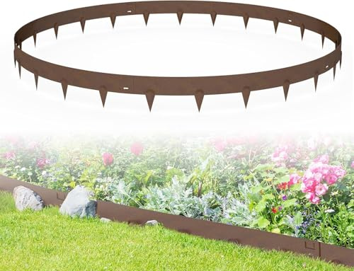 UISEBRT Rasenkante Metall 16 cm Hoch,Rostbeständige Beeteinfassung 5er-Set,Verzinkte Beetumrandung,Flexible Beetbegrenzung für Blumenbeete,Hofwege,Rostfarbe