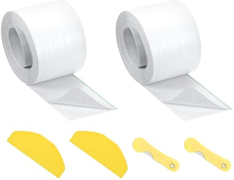 QUARKZMAN 2 Stk. selbstklebende Zierleisten, 50mm x 10m Melaminkanten-Band, PVC Möbelkantenband, Kantenband Kantenumleimer Furnier für Regalbretter/Holzplatten - Weiß