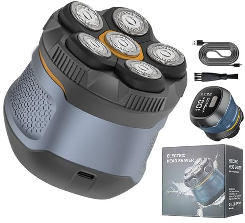 6D Waterproof Head Shaver Kit for Bald Men, Magnétique 6D Rasoir Tete Chauve Homme, Rasoir flexible étanche 6D avec Écran LED, Rasoir Électrique Humide/sec pour maison, voyages