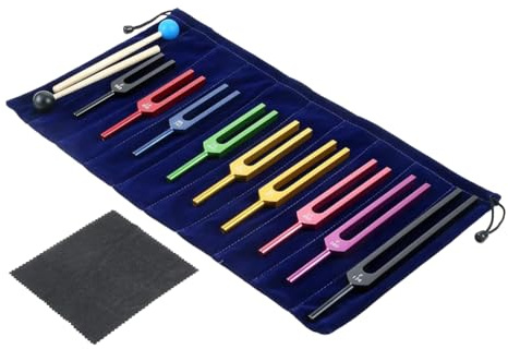 Yuyyurt Tuning Fork Set, 9 PCS Color Tuning Forks for Healing Chakra,Sound Therapy,Keep Body,Mind and Spirit in Perfect Harmony