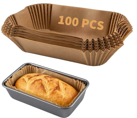 100 Pcs Loaf Pan Liners for Baking Bread 9x5 Inch, Disposable Non-Stick Bread Pan Liners, Pre Formed Rectangle Parchment Paper, Perfect for Baking Banana Bread, Cakes, Sourdough Bread(Brown)