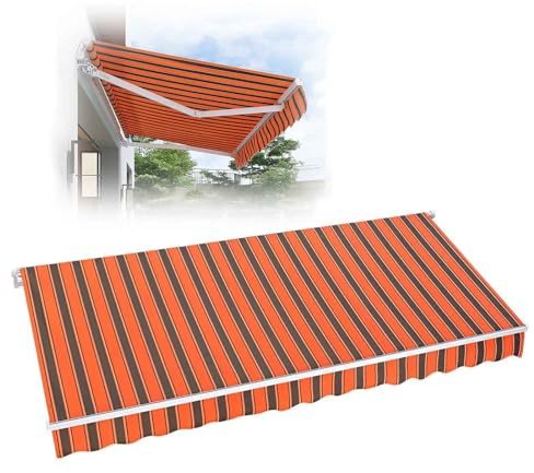 Generisch Markisenbespannung Ersatzstoffe für Einziehbare Markisen im Freien, Ersatz Markisenstoff aus Polyester für Balkon mit Volant, wasserdicht, UV-Schutz(280x300cm)