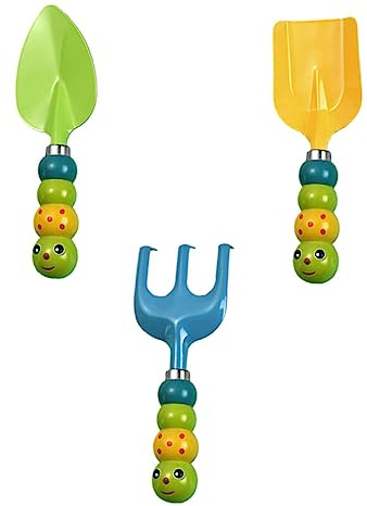 TOBBOMEY 3piezas Herramientas De Jardinería para Juego De Herramientas De Jardín Pala y Rastrillo Juguetes De Jardinería para Juego De Exterior para Playa y Jardín