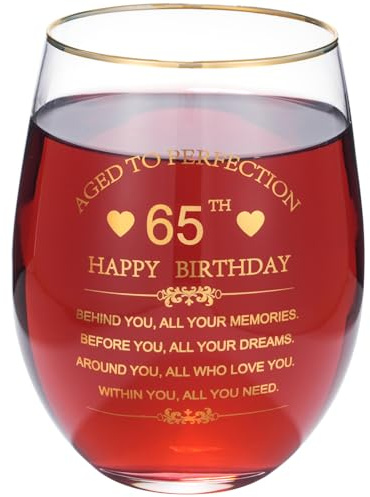 landskykit Inspirational 1961 65th Birthday Gifts for Women Men 15oz Wine Tumbler Red Wine Glass Cup Behind You All Your Memories Before You All Your Dreams (65th)