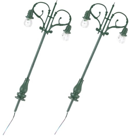 Mikinona Lampioni Da Giardino in Miniatura Decorativi 2 Pezzi Per Modellismo Ferroviario Scala 1:87 Luci Led Bianche, Accessori Fai Da Te Stabili Per Mini Case e Progetti Scolastici