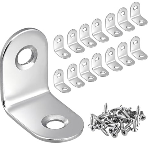 VONJUMA 15 Pcs Staffe Angolari Staffe Angolari A 90 Gradi A L In Acciaio Inox Con 40 Viti Staffa A Forma Di L Staffe Piccole Per Fissaggio Di Mobili In Legno 20×20Mm