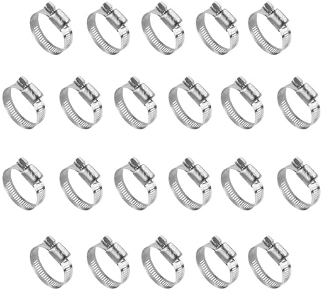 FuncHardwa Adjustable Hose Clips, 22 Pack Polishing Hose Clamps 304 Stainless Steel Worm Drive Pipe Clips, Worm Gear Hose Clamp for Pool Garden Water Pipe and Tube, 3/8-5/8(10-16mm)