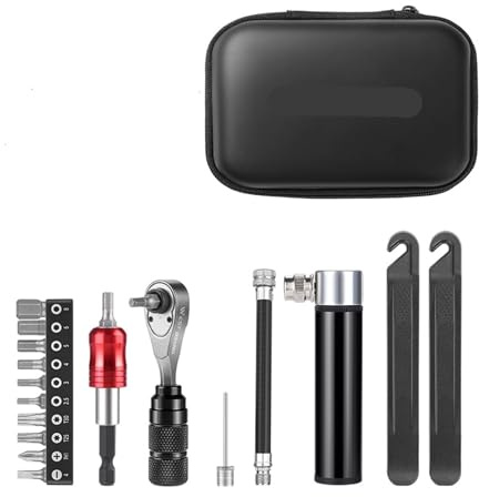 Professional Bike Toolkit Tire Pump Lever Ratchet Wrench Multifunction Tools Portable MTB Road Repair(Upgraded)