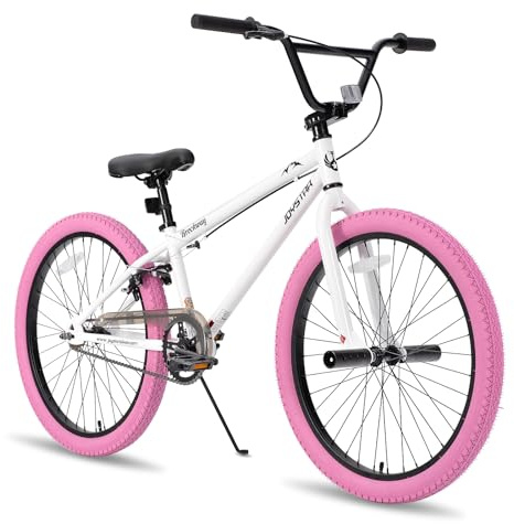 JOYSTAR Gemsbok 24 Zoll Kinder Freestyle Fahrrad für Jungen & Mädchen im Alter von 9-13 Jahren, 24 Zoll Kinderfahrräder mit Ständer，weiß