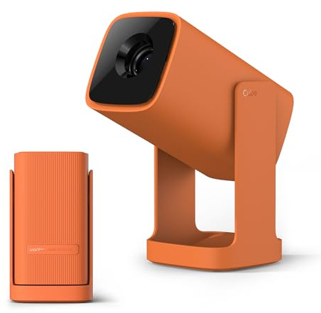 WANBO Cube 1 Mini Smart Beamer Android TV/Netflix/360° Drehbar, Linsenschutz, 200 ISO Lumen, 1080P Unterstützt, Elektrischer Fokus, WiFi Bluetooth, Heimkino Outdoor Projektor mit 8W Speaker, Orange