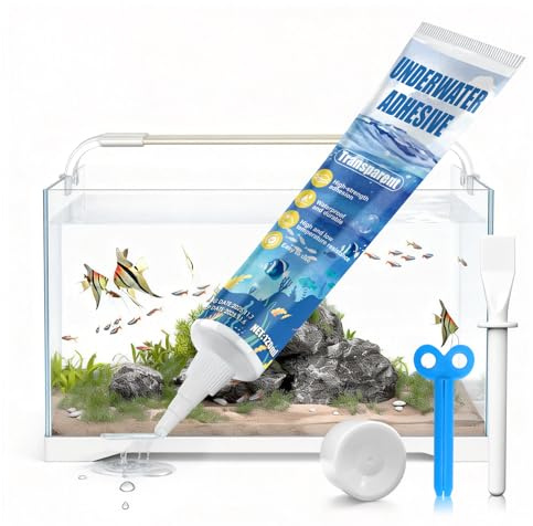 Colle Aquarium, Silicone Aquarium, Silicone Aquarium Transparent, Forte Adhérence, Convient aux Aquariums, Piscines, Étangs et a Toutes les Surfaces Immergées, 120ml