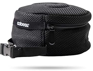 Cabeau Deluxe Travel Neck Pillow Case Premium Compact Carrying Case, Compresses Pillow in Half - Quick-Release Clasp Attaches to Carry-On Bags - Mesh Pocket Holds Travel Accessories, Black, Red, Red