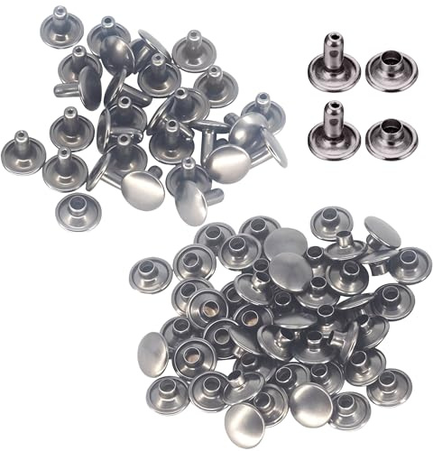 Doppelkopfnieten für Handwerk, Schuhe, Taschen, Tücher, Reparatur, Fassung, Stollen, Lederkunsthandwerk von Wedding Decor, 100er-Pack, metall, Gunmetal Black, 12 mm