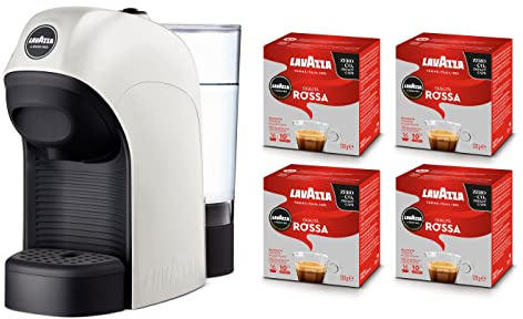 Lavazza A Modo Mio Tiny Coffee Machine White, 1450 W, 0.75 Litre with 9 Quality Capsules Included