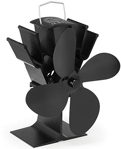 NETTA 4 Blade Woodburner Stove Fan - Silent Operation - Eco Friendly Circulation - Efficient Heat Distribution - Ideal Log Burner Fan and Woodburner Fireplace Fan - Black