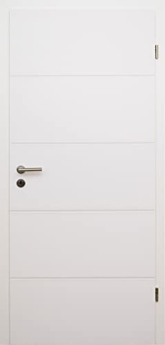HORI® Zimmertür Valencia Weißlack RAL9010 Röhrenspan Eckkante | Innentüre, Türblatt, passende für alle Standard Zargen mit DIN Größe I 1985 x 985 mm I DIN Rechts