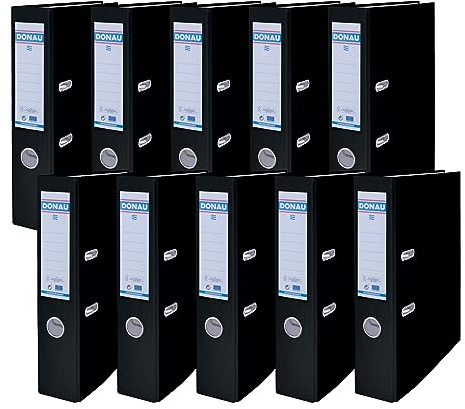 Carpeta de oficina DONAU Master/Clasificador Certificado FSC/Pack de 10 Carpetas / 10 unidades/Material: PP, A4/ 75 mm - 7,5 cm/color: Negro/Archivador A4