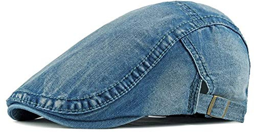 CHENNUO Denim Schiebermütze Herren & Damen Sommer Flatcap Barett Schirmmütze Sportmütze (Blau)