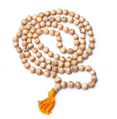 Wonder Care Tulsi Mala Halskette Heiliges Basilikum Holz Perlen Mala für Meditation Gebet Tulsi Japa Segen & Energie Hindu Tibetan Buddhist Subha Rosenkranz Mala Kette
