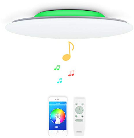 48w Φ50cm Musik Led Deckenleuchte mit Bluetooth Lautsprecher, Deckenlampe Farbwechsel mit Fernbedienung und APP-Steuerung, Helligkeit Verstellbar für Wohnzimmer Schlafzimmer Kinderzimmer Küche
