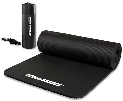 Muawo Premium Sportmatte und Fitnessmatte, perfekt als Yogamatte, Gymnastikmatte, Trainingsmatte | rutschfest | extra-dick & extra-lang | 190 cm Länge x 100 cm Breite x 1,5 cm Dicke (Schwarz)