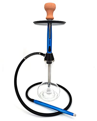 chicha 24 1-tuyau Narguilé Ensemble de Pipe a Chicha avec 1 Lavable Tuyaux de Salon Fumeur pour Club Bar Party (Color : Blue)