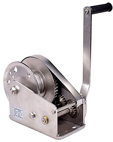 Aprilhp Cabrestante Manual para Remolque con Cable Cabrestante Manual con Freno Cabrestante de Manivela para Coche y Barco Cabrestante Manual PequeñO Material de Acero Inoxidable