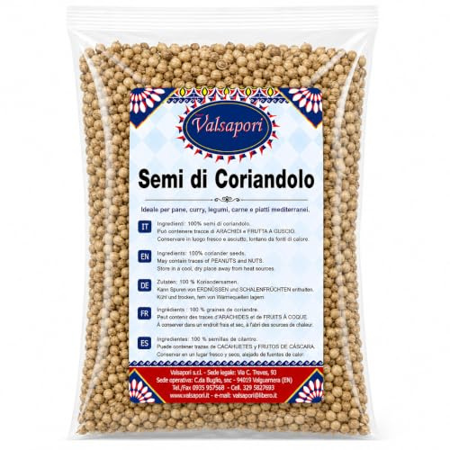Valsapori Semi di Coriandolo Interi per Curry e Marinature, 100 g | Per legumi, stufati, pane, sottaceti e miscele aromatiche; adatti a tostatura, pestatura o macinatura al momento