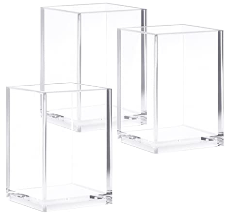 Belvanr Acryl Stiftehalter 3 Stück, Modern, Transparent, Klar, Stifthalter