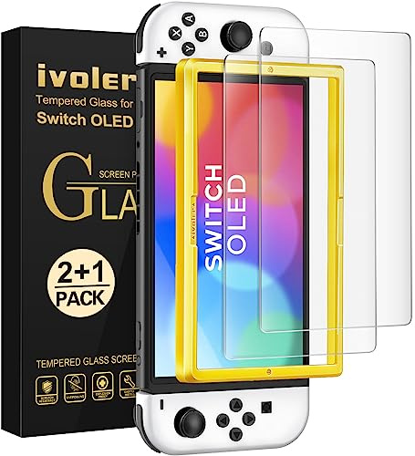 ivoler Matt Anti Reflex Schutzfolie für Nintendo Switch OLED, Entspiegelnd Panzerglas Mit Positionierhilfe [Blendschutz][Niedrige Reflexion][Anti- Kratzer][Bläschenfrei][9H Härte], 2 Stücke