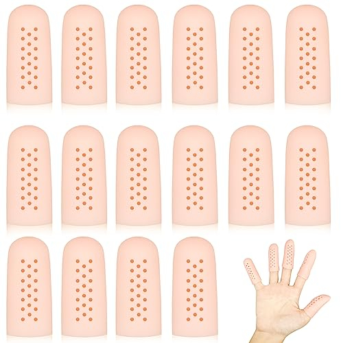 16 protectores de dedos de gel con orificios de aireación, fundas para dedos para, protectores de dedos para puntas de los dedos, protectores de dedos transpirables, protectores de dedos heridas