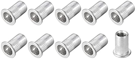 METALLIXITY 50 Stück Blindnietmuttern Nieten Muttern (1/4-20) Aluminium Legierung Gewinde Einsatz Muttern Blindmuttern - für Möbel Mechanische Befestigungselemente Silber Ton